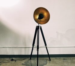 Photo "Vintage brass tripod floor lamp, suitable for study"