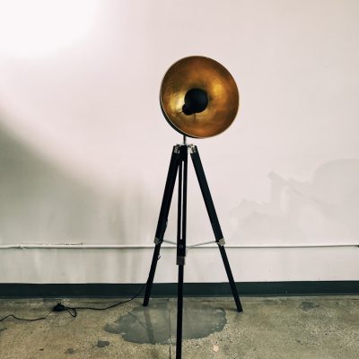 Photo "Vintage brass tripod floor lamp, suitable for study"