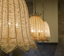 Photo Scandinavian natural rattan cabinet lighting